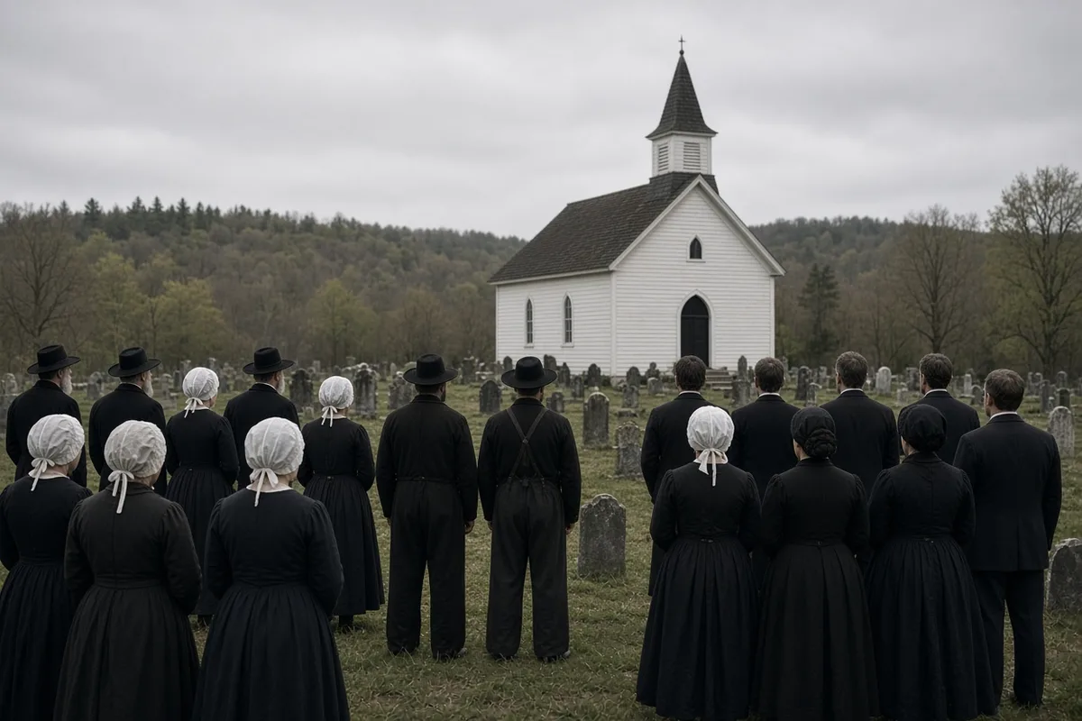 Days later, Amish families attended Charles Roberts's funeral, standing among his relatives despite having buried their own daughters only hours before.