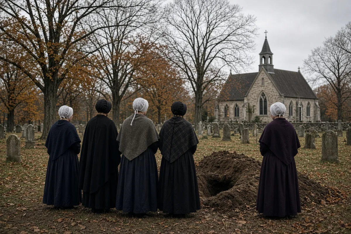 Amish women attended the burial of the man who killed their children, an image that would become the defining symbol of the community's response to the tragedy.