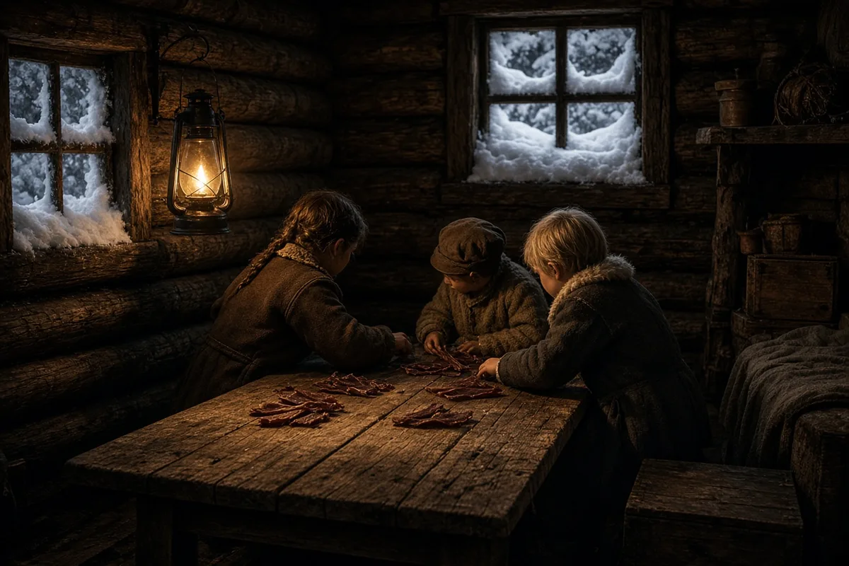 Historical records confirm the families rationed limited preserved meat supplies throughout the entrapment.
