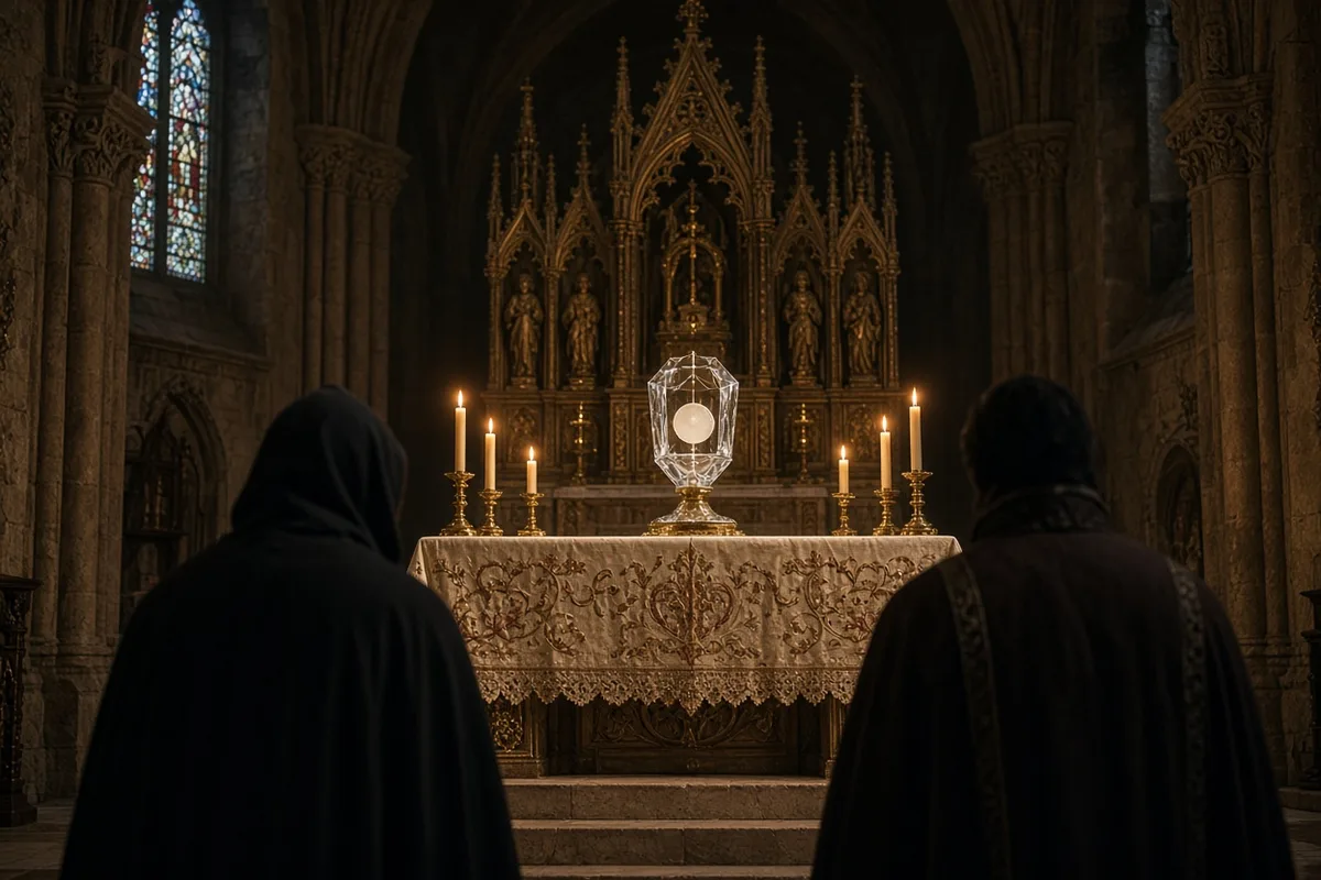 The bleeding Host was preserved in a crystal container for veneration.