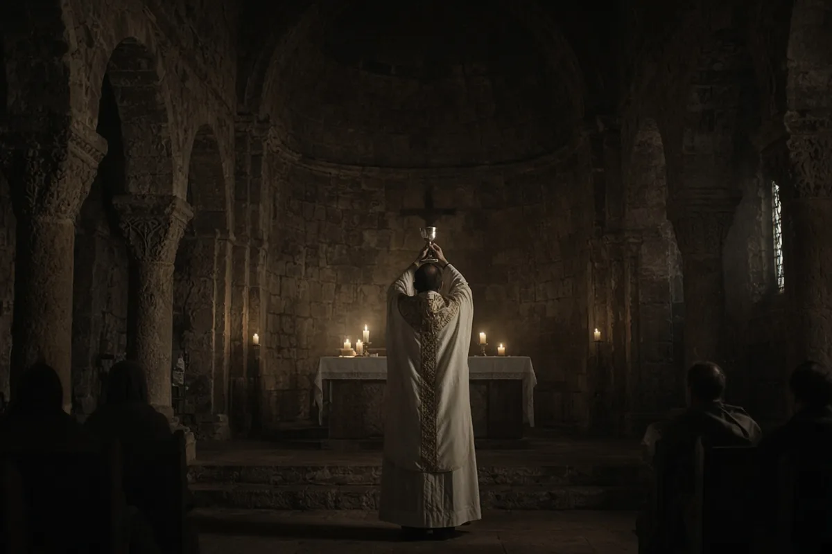 The Eucharist was prepared as the central element of the demonstration.