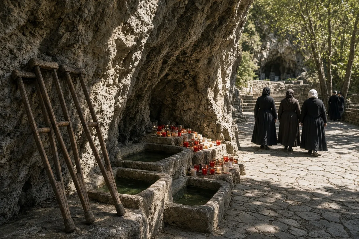 The family reached the historic grotto at Lourdes where the reported healing took place.