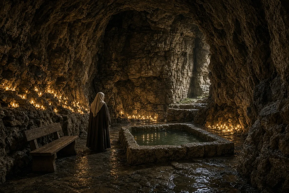 At Lourdes the sister was brought to the Grotto where the healing waters are housed.