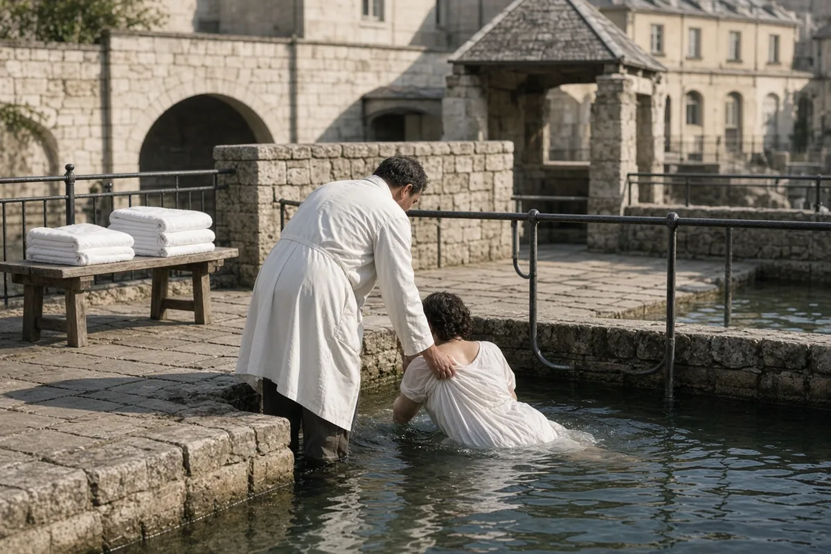 The sister was immersed in the Lourdes baths as part of the traditional visit.