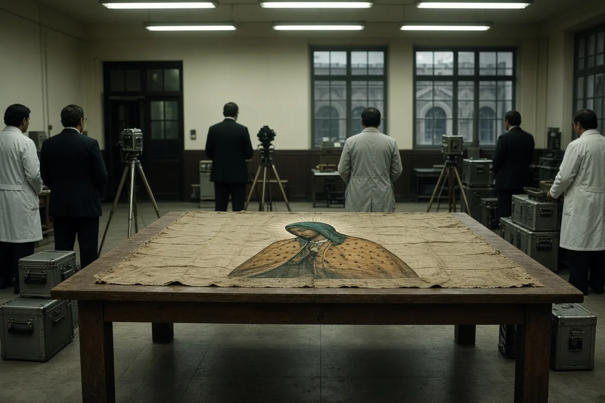 In 1979, researchers prepared the Tilma of Guadalupe for scientific examination in a controlled laboratory setting.