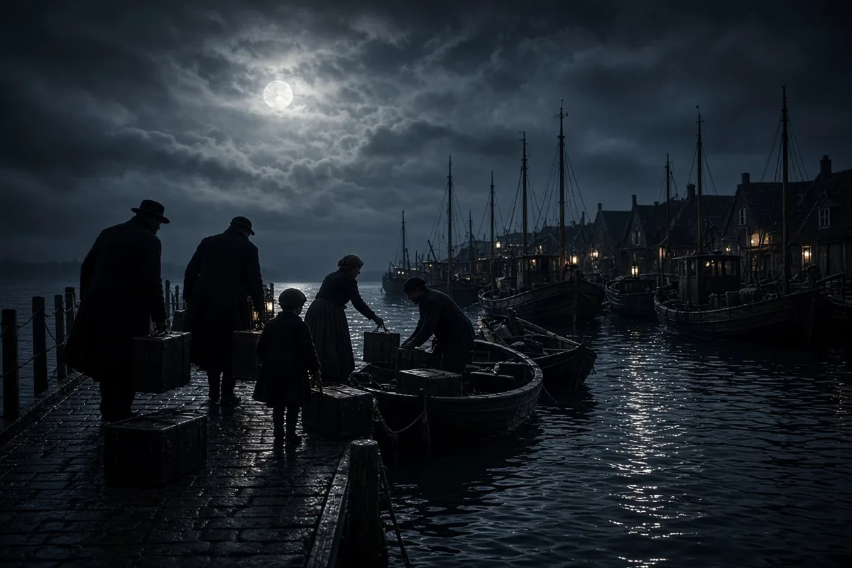 Ordinary fishermen used small boats to ferry families to larger fishing vessels.