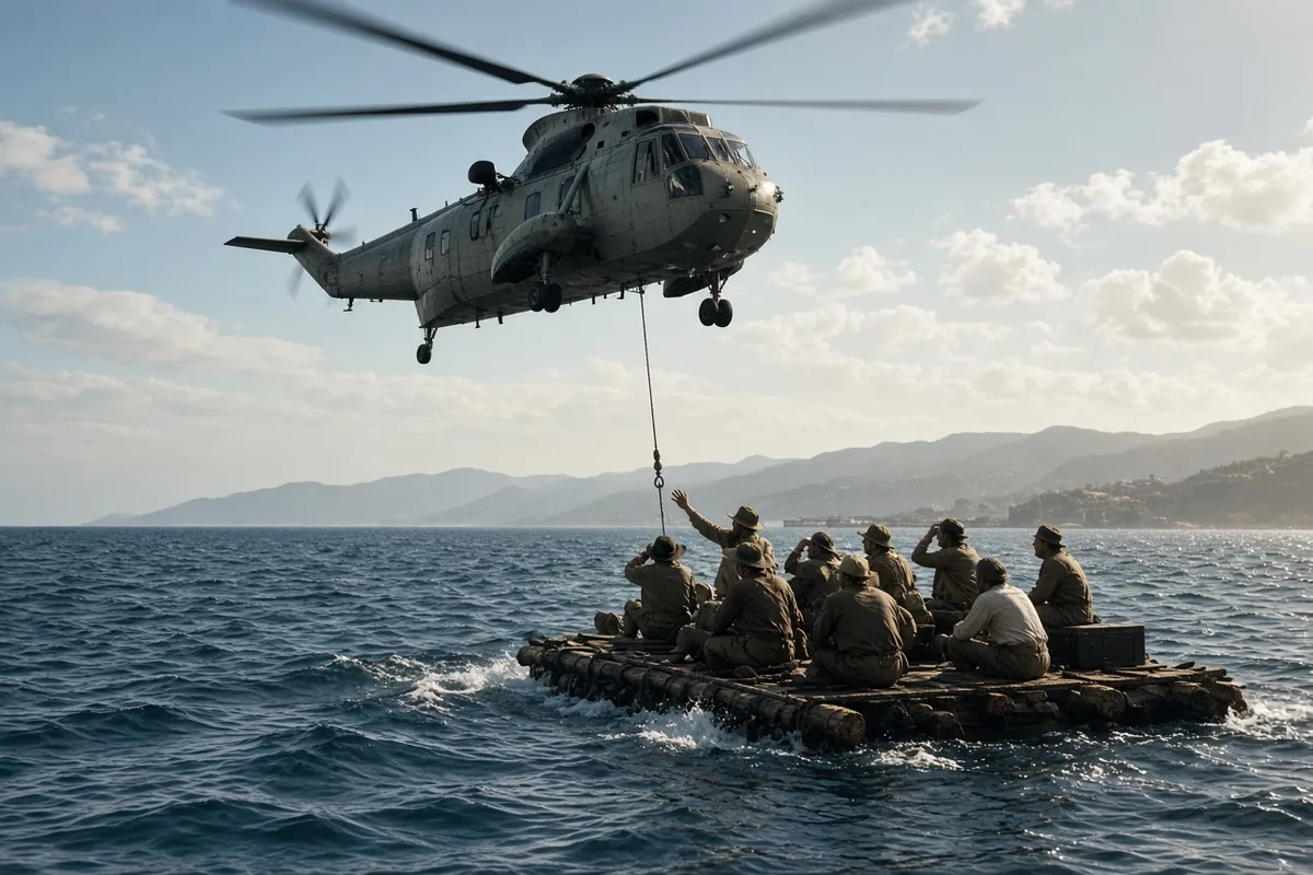 Surviving crew were rescued by helicopter several days after the sinking and airlifted to medical facilities.