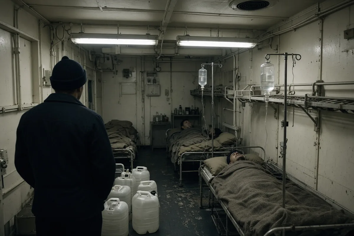 Medical records document the crew's recovery from extreme dehydration through rehydration treatment after rescue.