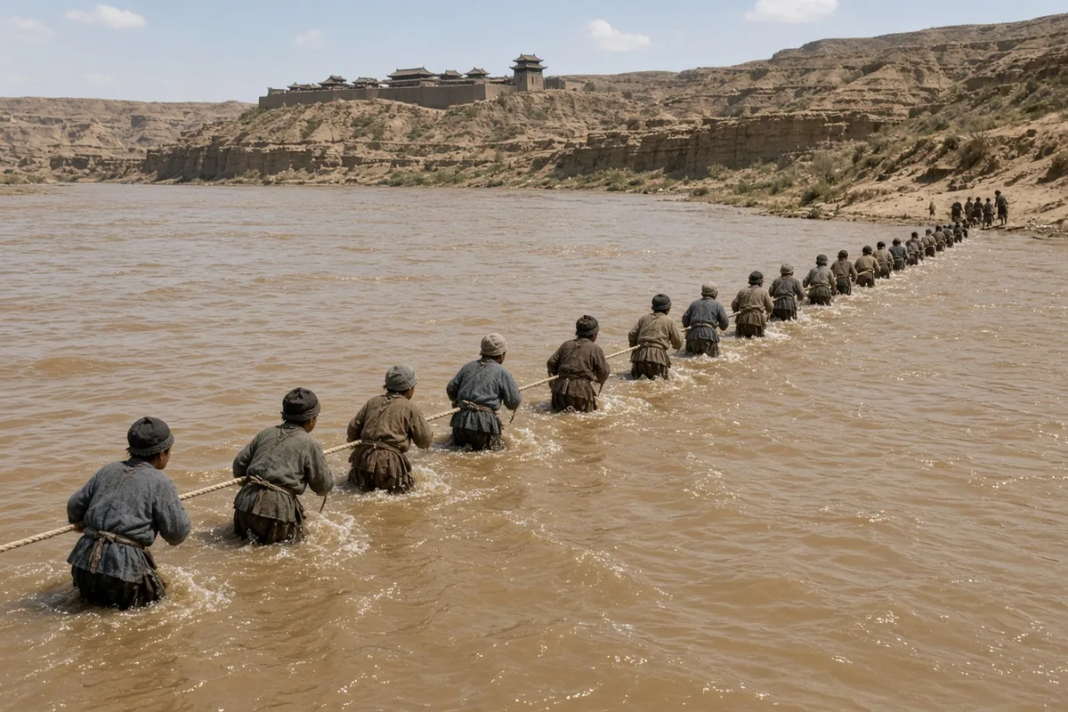 Aylward led the orphans across the Yellow River to continue their journey away from Japanese-occupied territory.