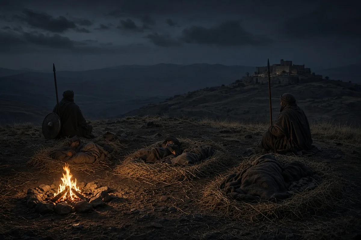 The party camped in the open countryside each evening during the three-week trek through contested areas.