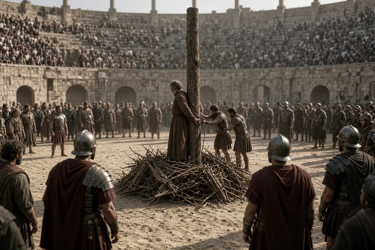 He was sentenced to be burned at the stake.