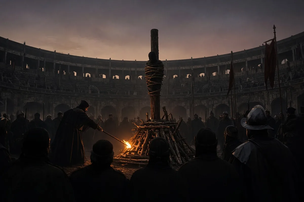 The executioners set the pyre ablaze.