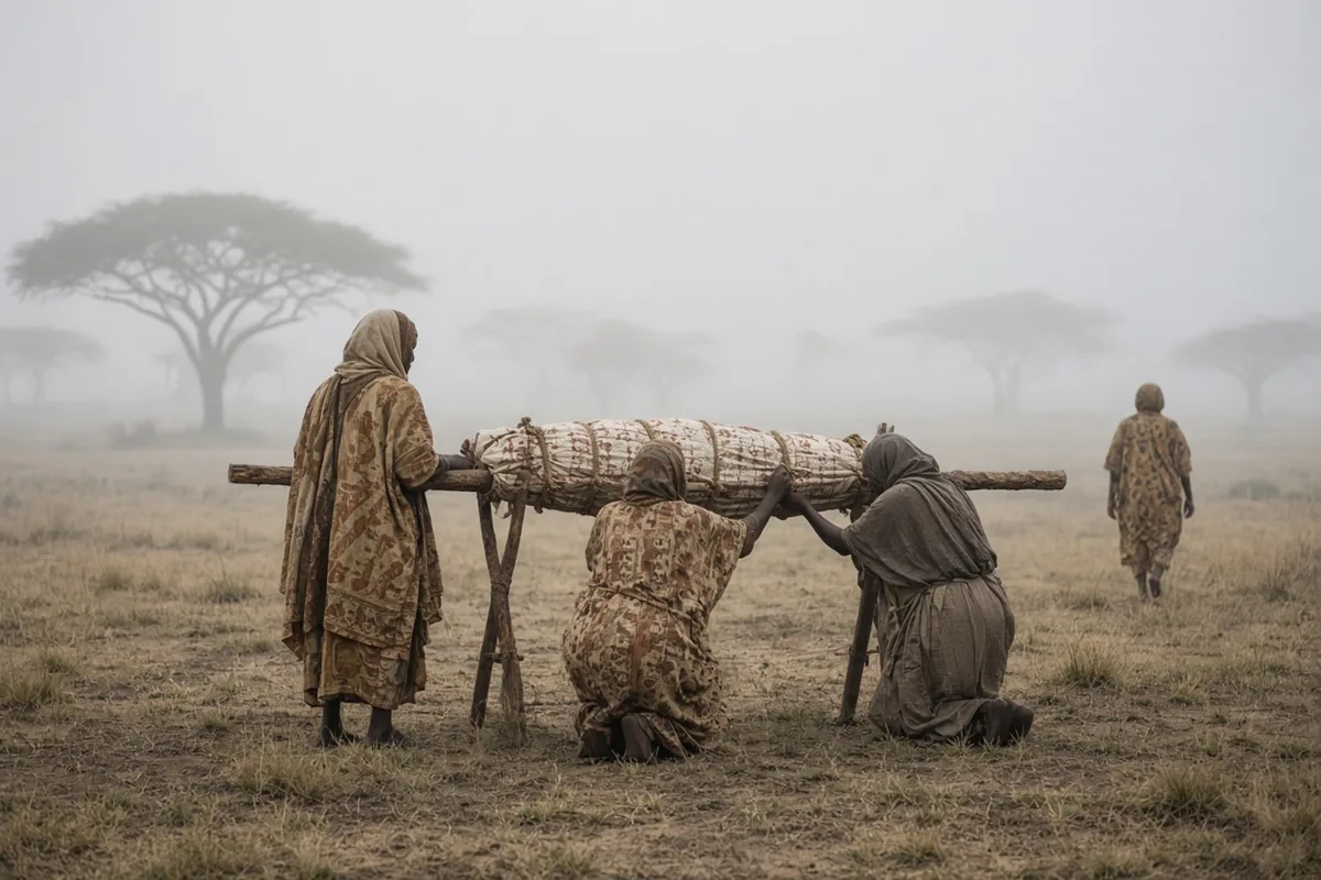 After the heart's burial, the body was readied for the overland journey to the coast.