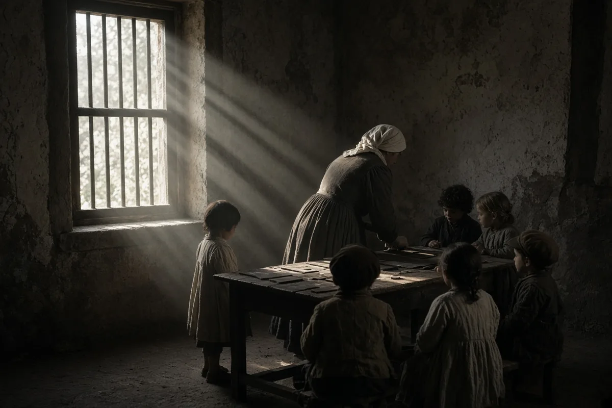Fry established classes for the children living with their mothers inside Newgate Prison.