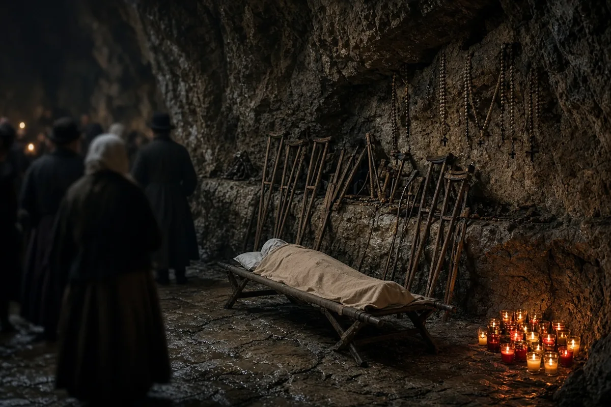 The family prayed at the Lourdes grotto where many reported cures in the 1930s.