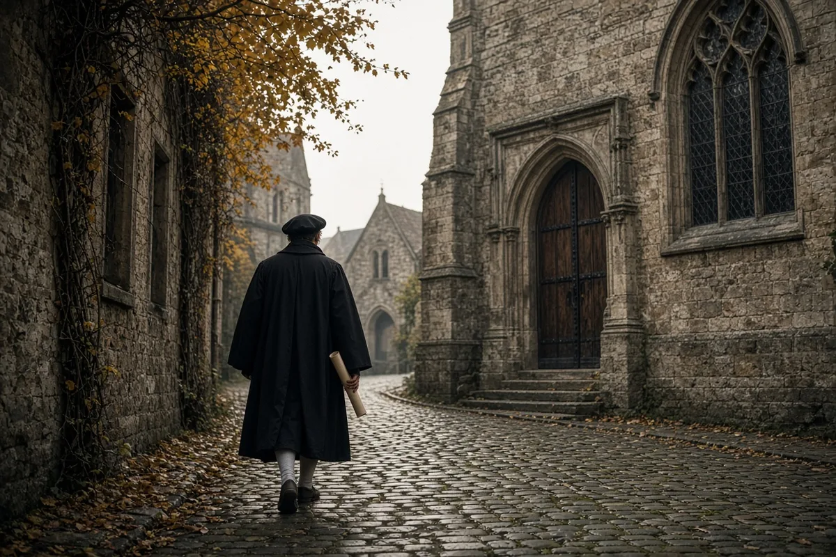 On 31 October 1517 Luther is traditionally said to have posted the theses on the door of All Saints' Church in Wittenberg.