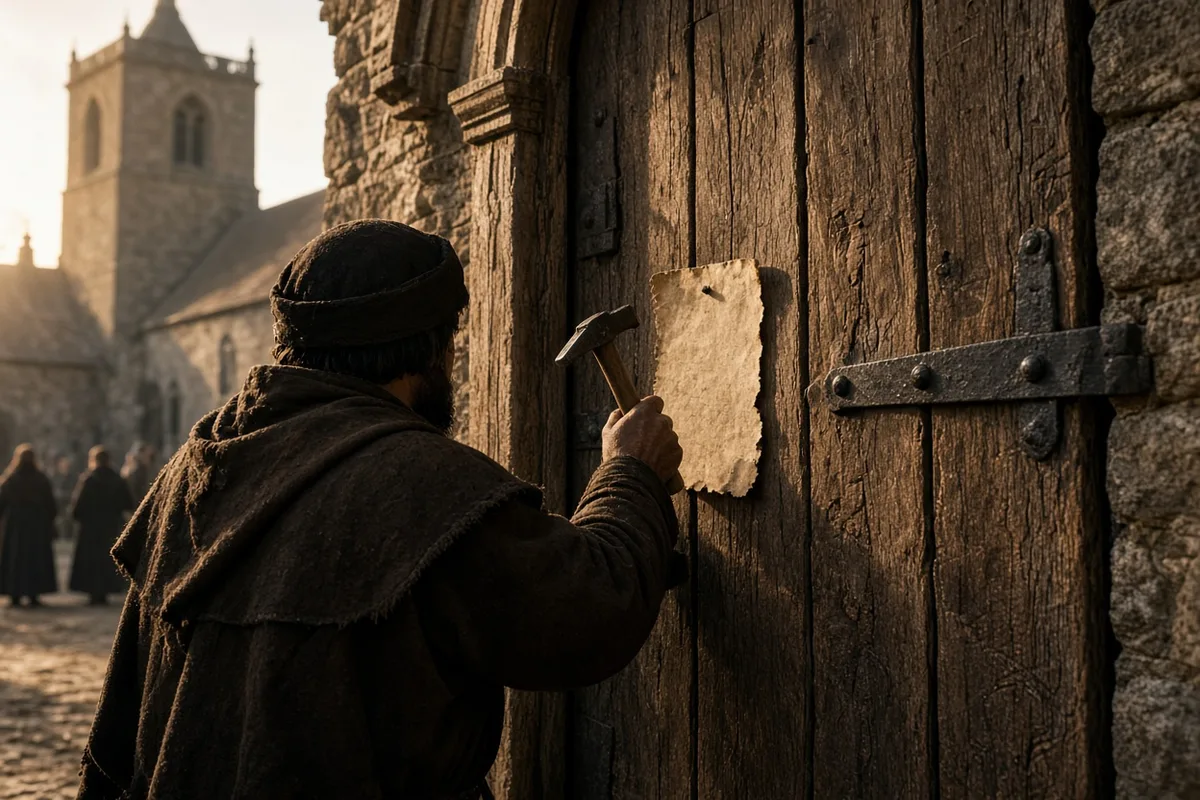 Posting notices on the church door was the customary way to announce an academic disputation in sixteenth-century Wittenberg.