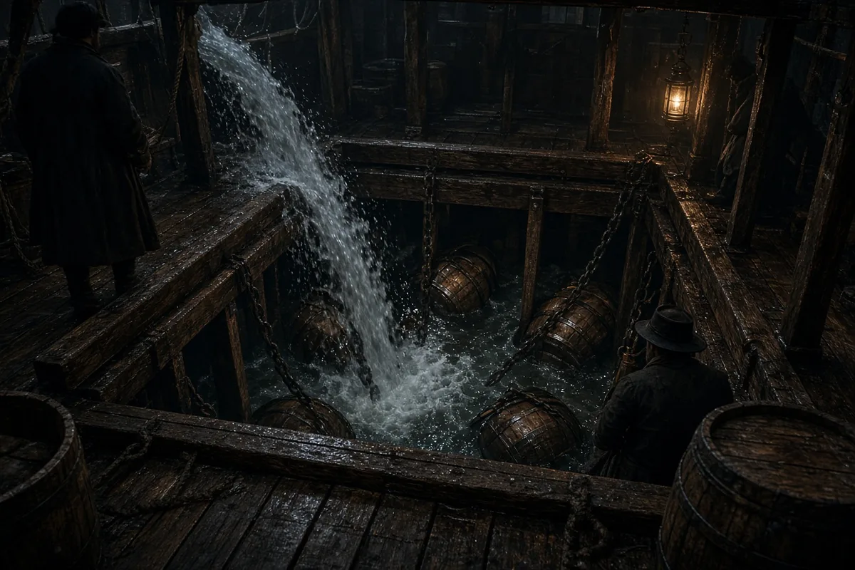 Flooding below decks forced the crew to pump continuously.
