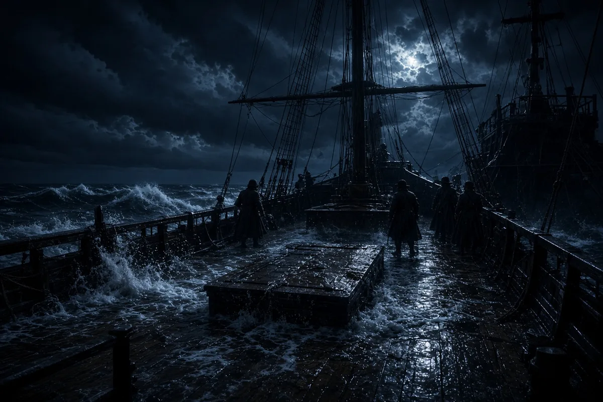 The gale continued through the night, yet the ship remained afloat.