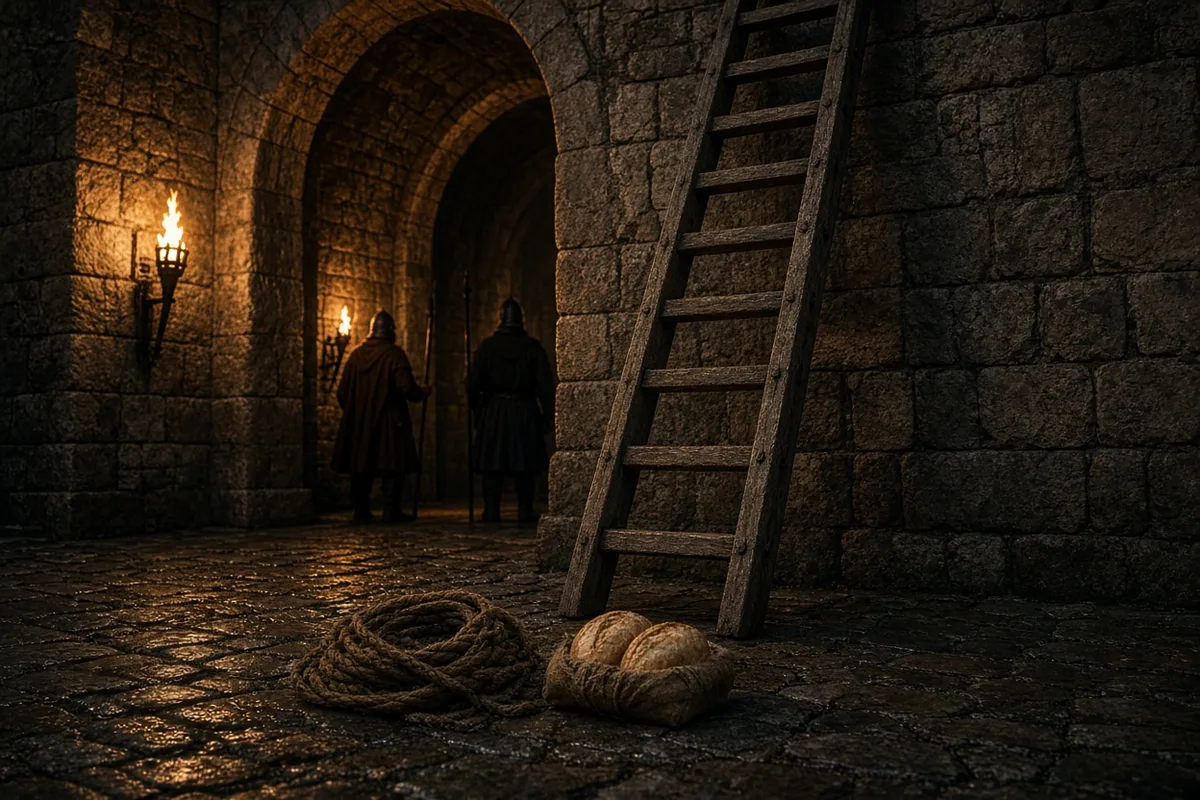 Clare lowered herself from a window and escaped the city at night.