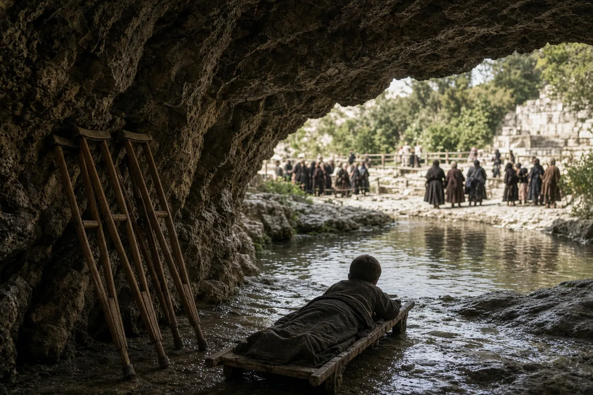 Pilgrims brought Francis Pascal to the Lourdes grotto where the healing waters emerge.