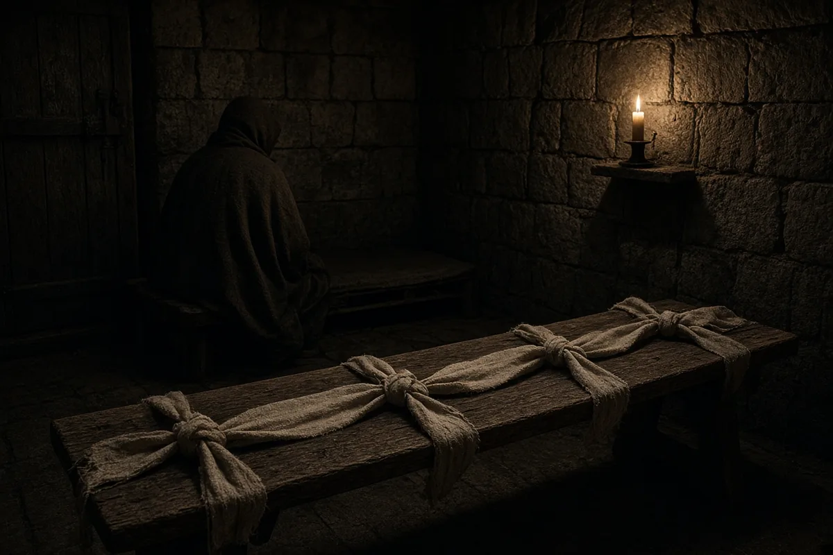 John fashioned an escape rope from torn pieces of his own blanket and clothing.