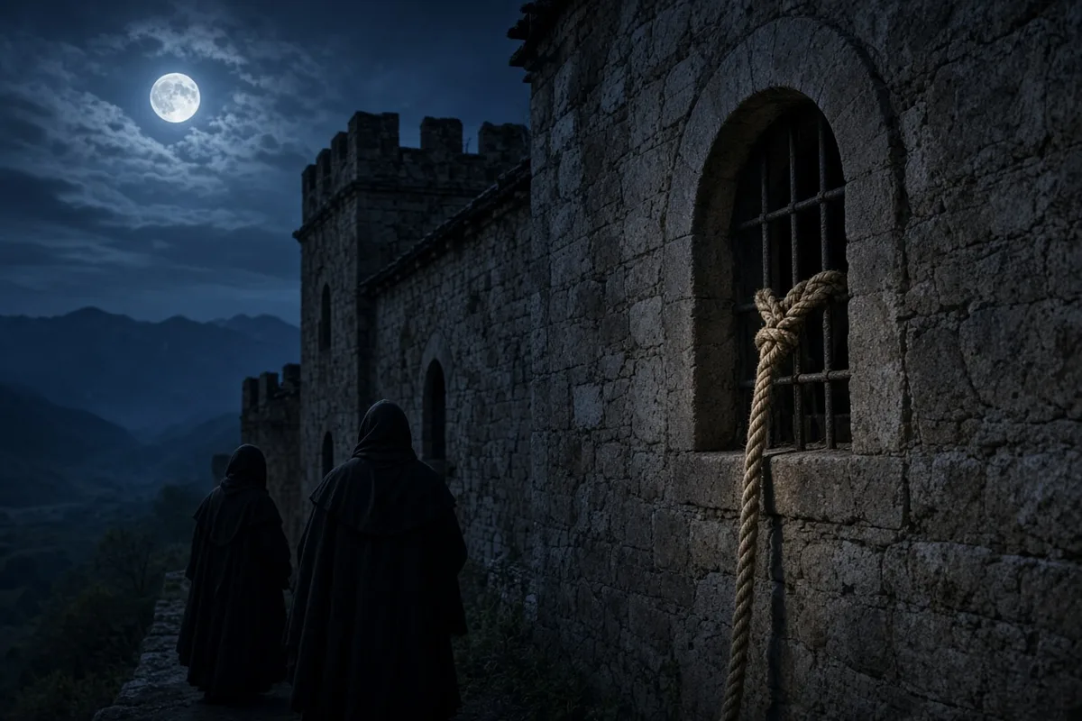 On the night of August 15, 1578, John secured his rope to the window frame before beginning his descent.
