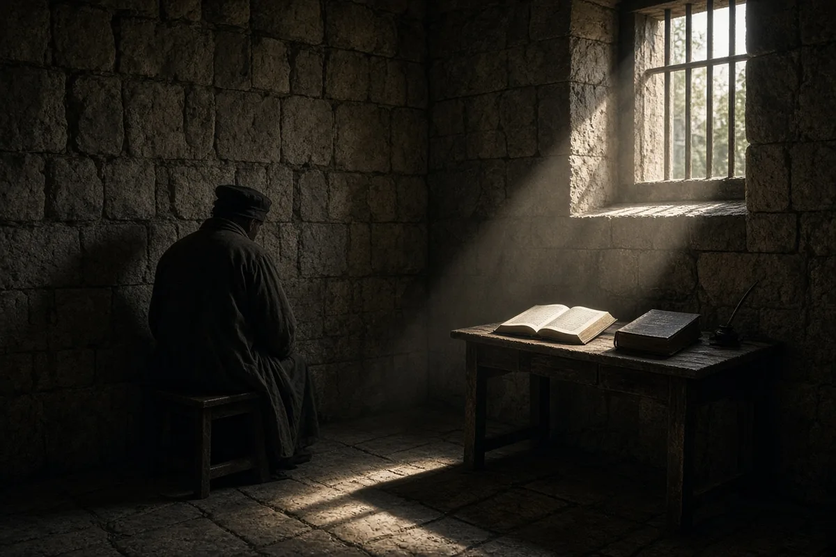 Tyndale was arrested in 1535 and continued limited scholarly work while imprisoned.