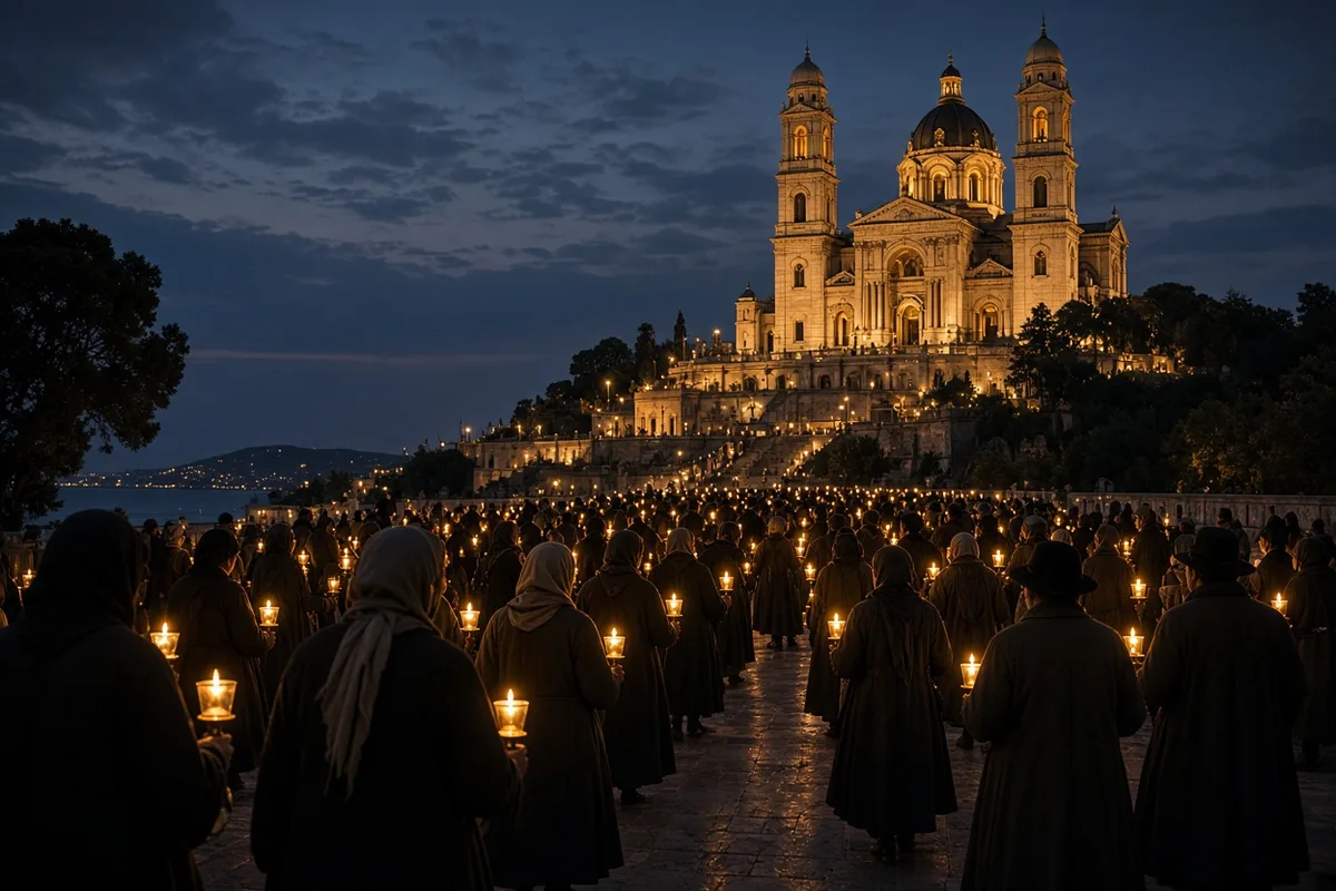 The Pascal family joined the nightly candle procession at Lourdes in 1938.