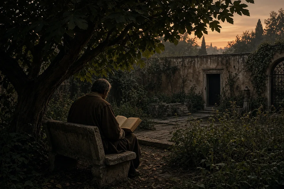 Augustine experienced profound distress in the garden before his conversion, as described in the Confessions.