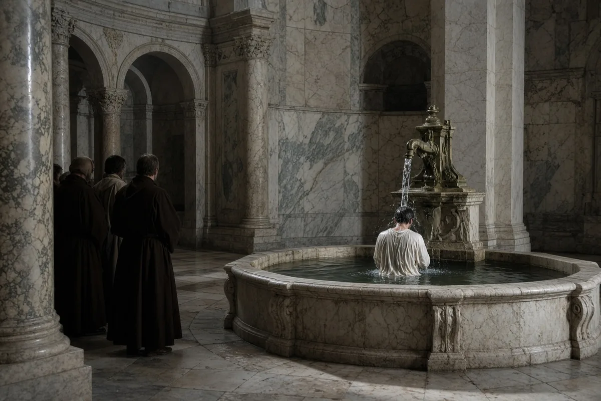 Augustine was baptized by Ambrose in Milan in 386, an event recorded in his Confessions.