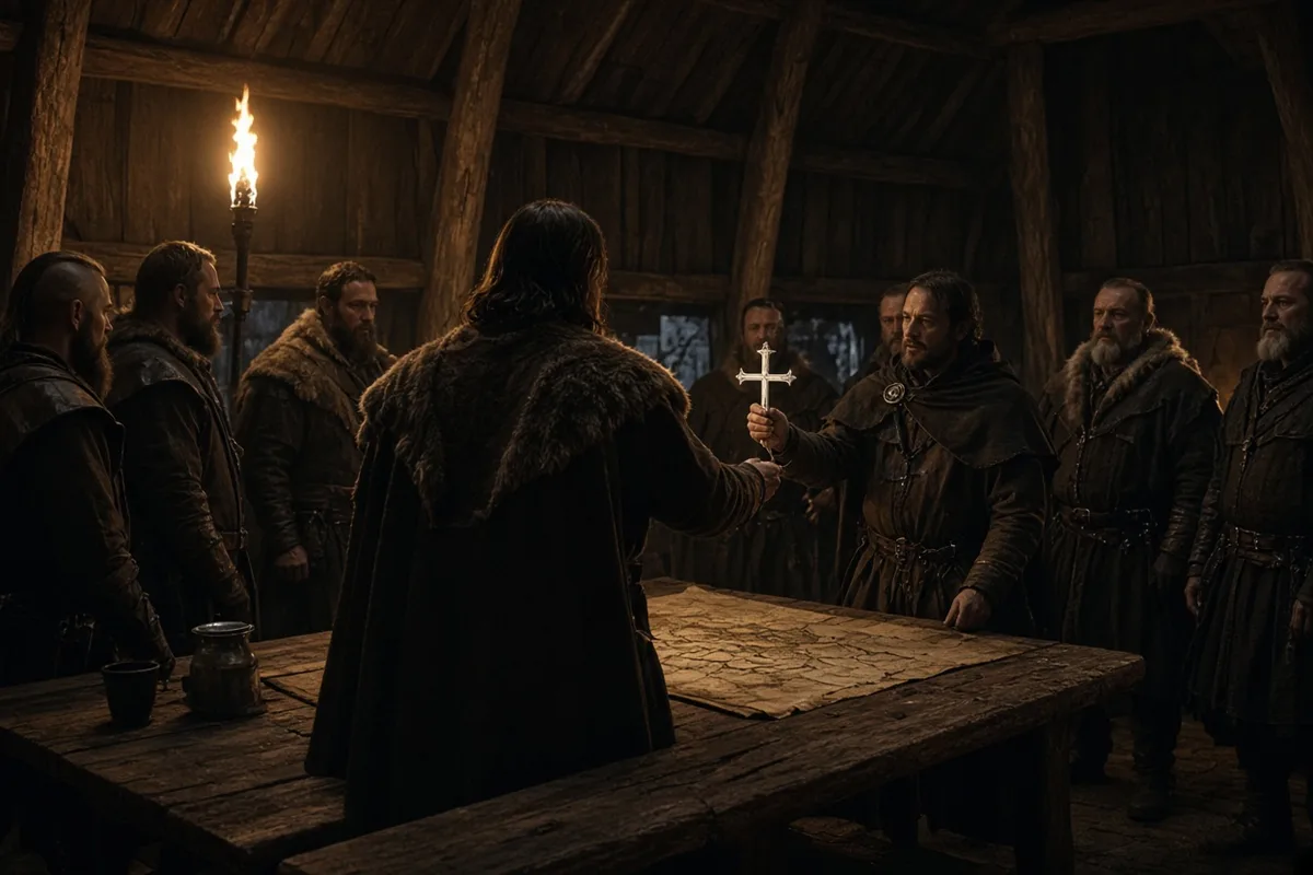 Clovis arranged to be baptized along with his leading warriors after returning from the campaign.