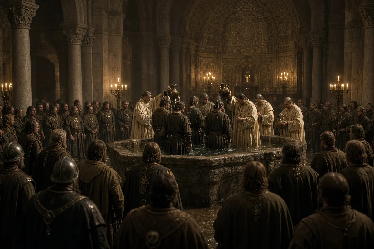 Clovis's army was baptized together with him, establishing Christianity as the religion of the Frankish leadership.