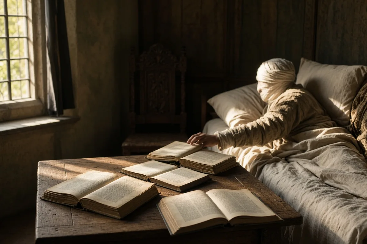 During early convalescence, Ignatius read tales of knightly deeds to pass the time.
