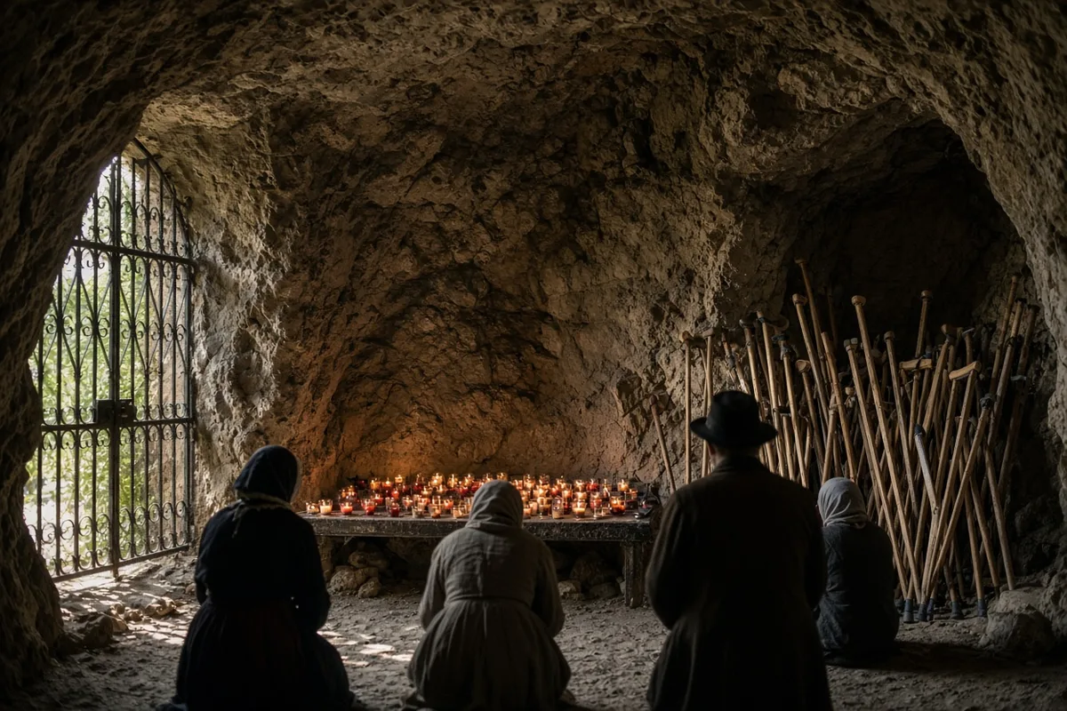 Pilgrims visited the Lourdes grotto where the reported apparitions occurred in the nineteenth century.