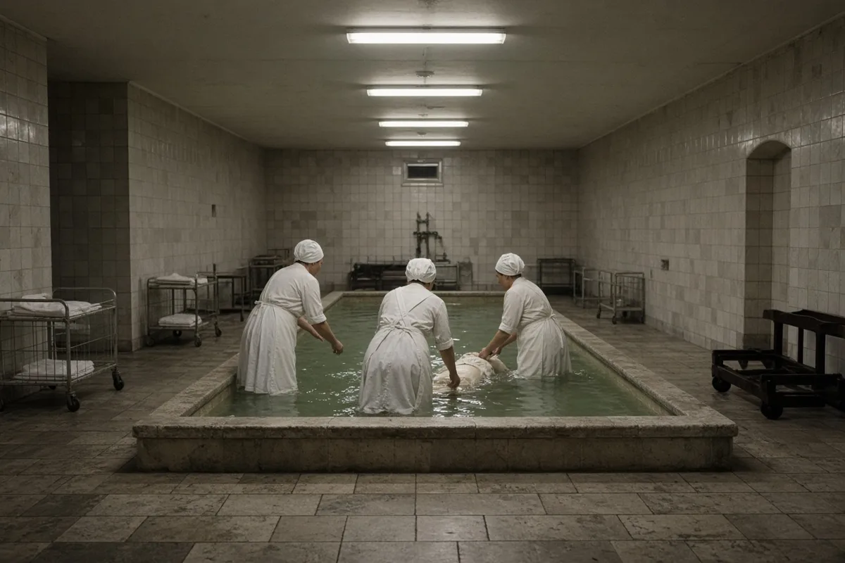 The Lourdes baths, fed by the spring discovered in 1858, were used by pilgrims seeking physical healing.