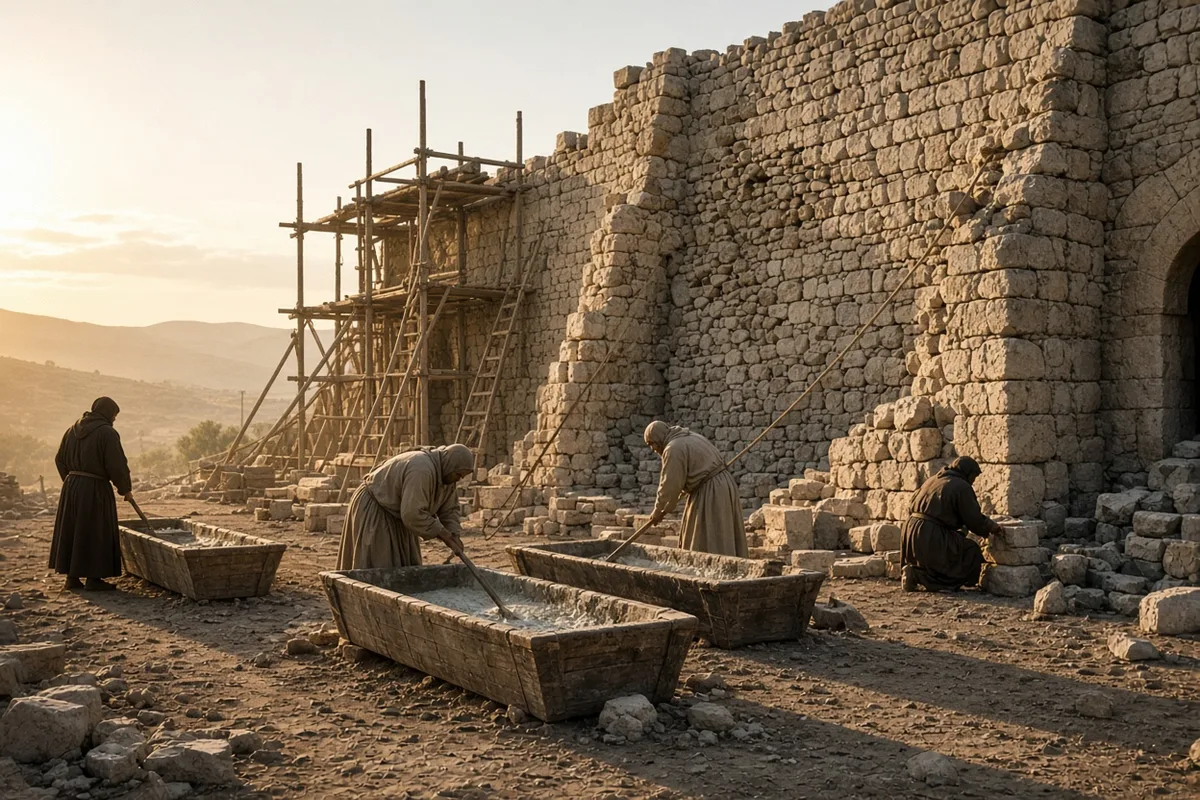 Construction of the first stone church and cloister began immediately after the site was cleared.