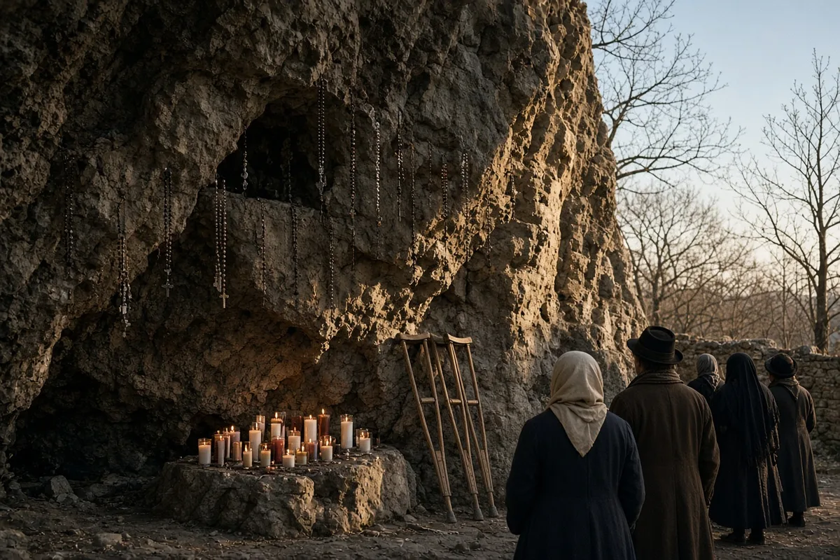 Bély prayed at the apparition grotto during his stay at Lourdes.