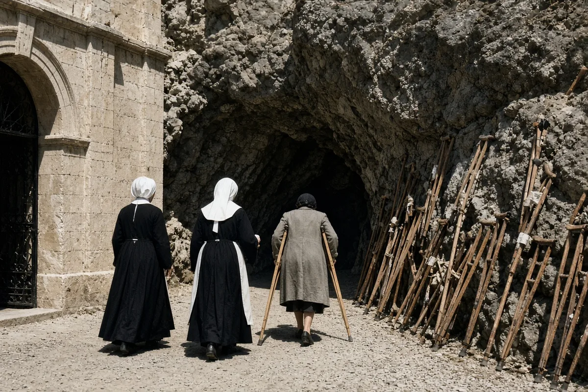 Rose Verrechia proceeded to the Lourdes grotto as part of the documented pilgrimage process.