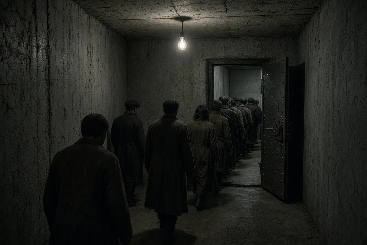 The ten prisoners, including Kolbe, were confined without food or water in an underground cell.