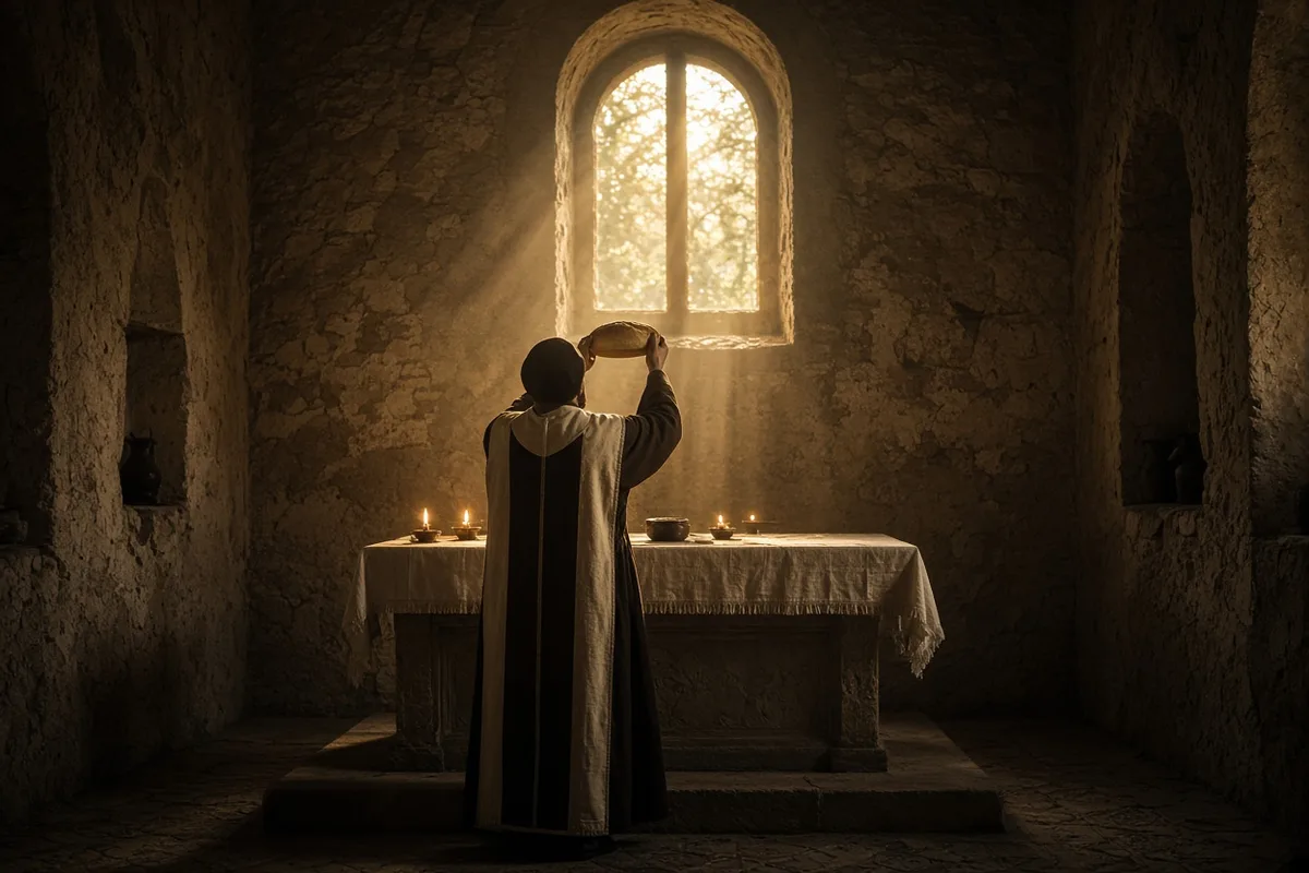 During the consecration the bread visibly changed into cardiac tissue.