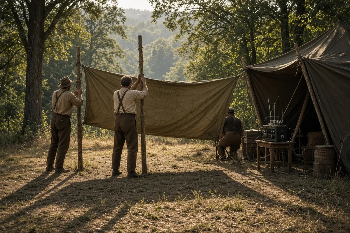 The group established a temporary camp and used a radio to maintain contact with their base during the first days of contact.
