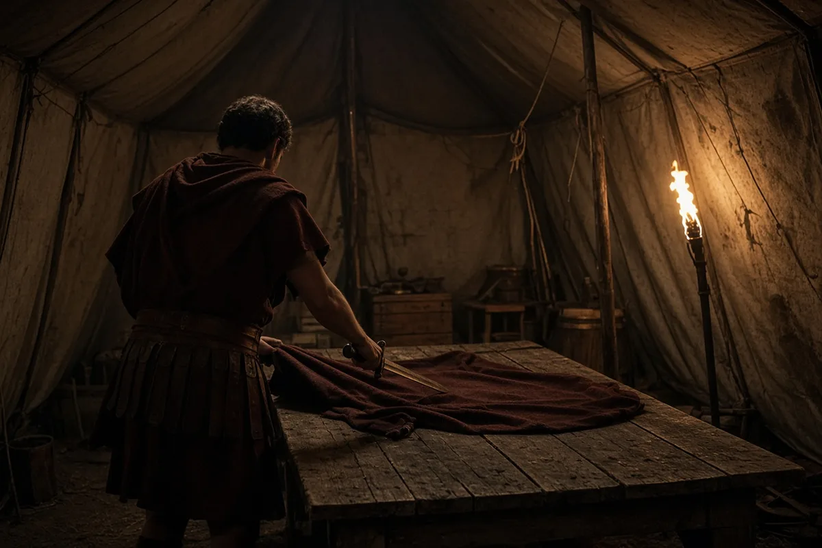 Martin divided his cloak with his sword to share half with the freezing beggar.