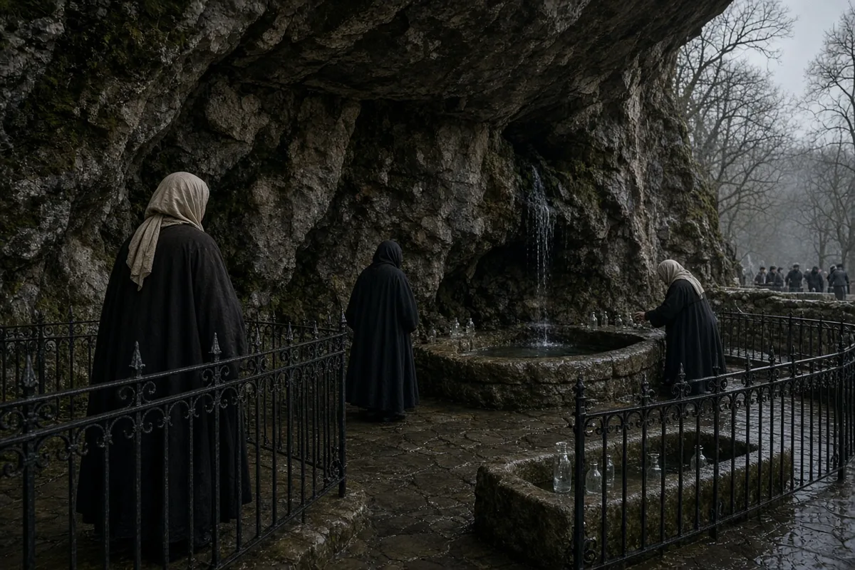 Elisa Aloi immersed herself in the waters at the Lourdes shrine.