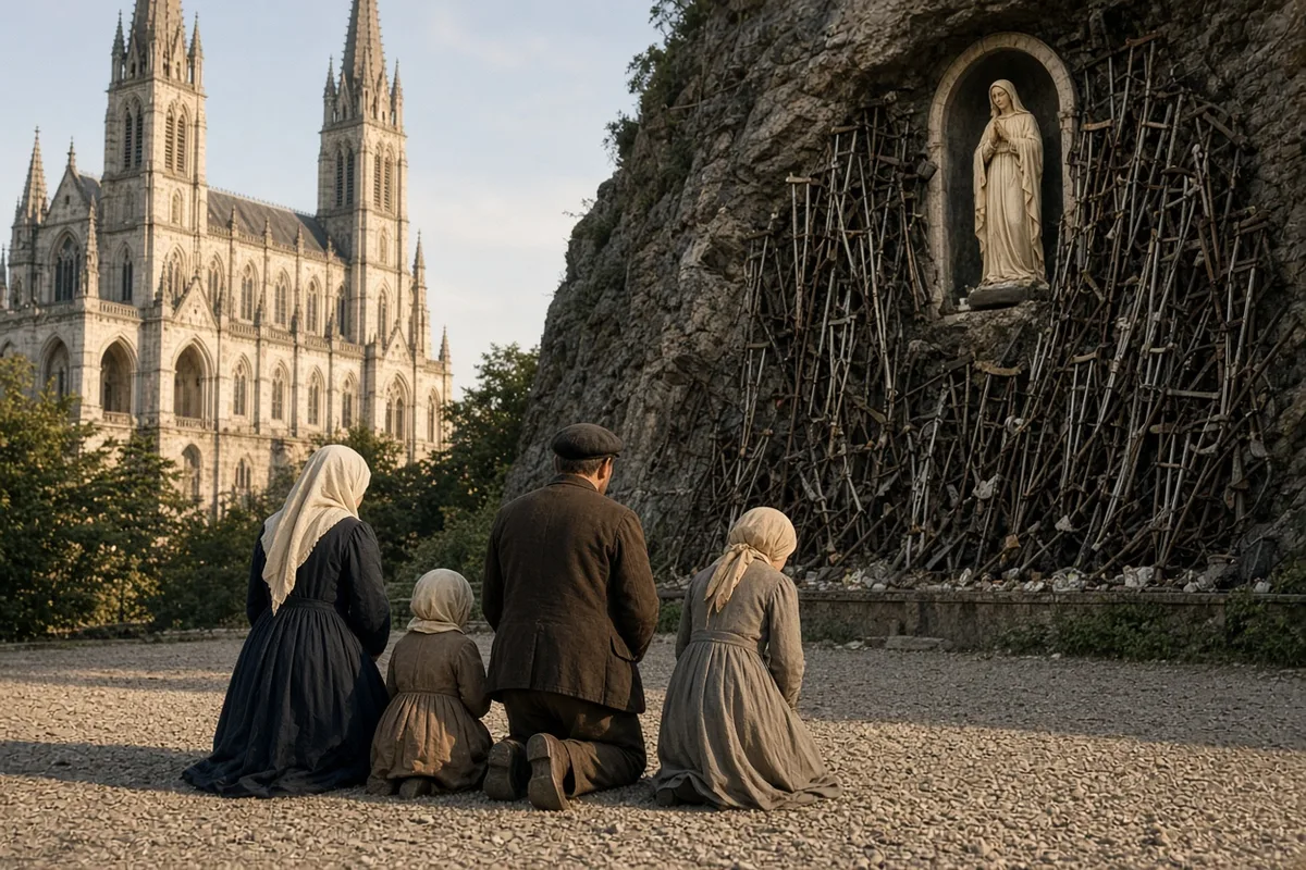 Pilgrims prayed at the shrine after the ritual bathing at Lourdes.