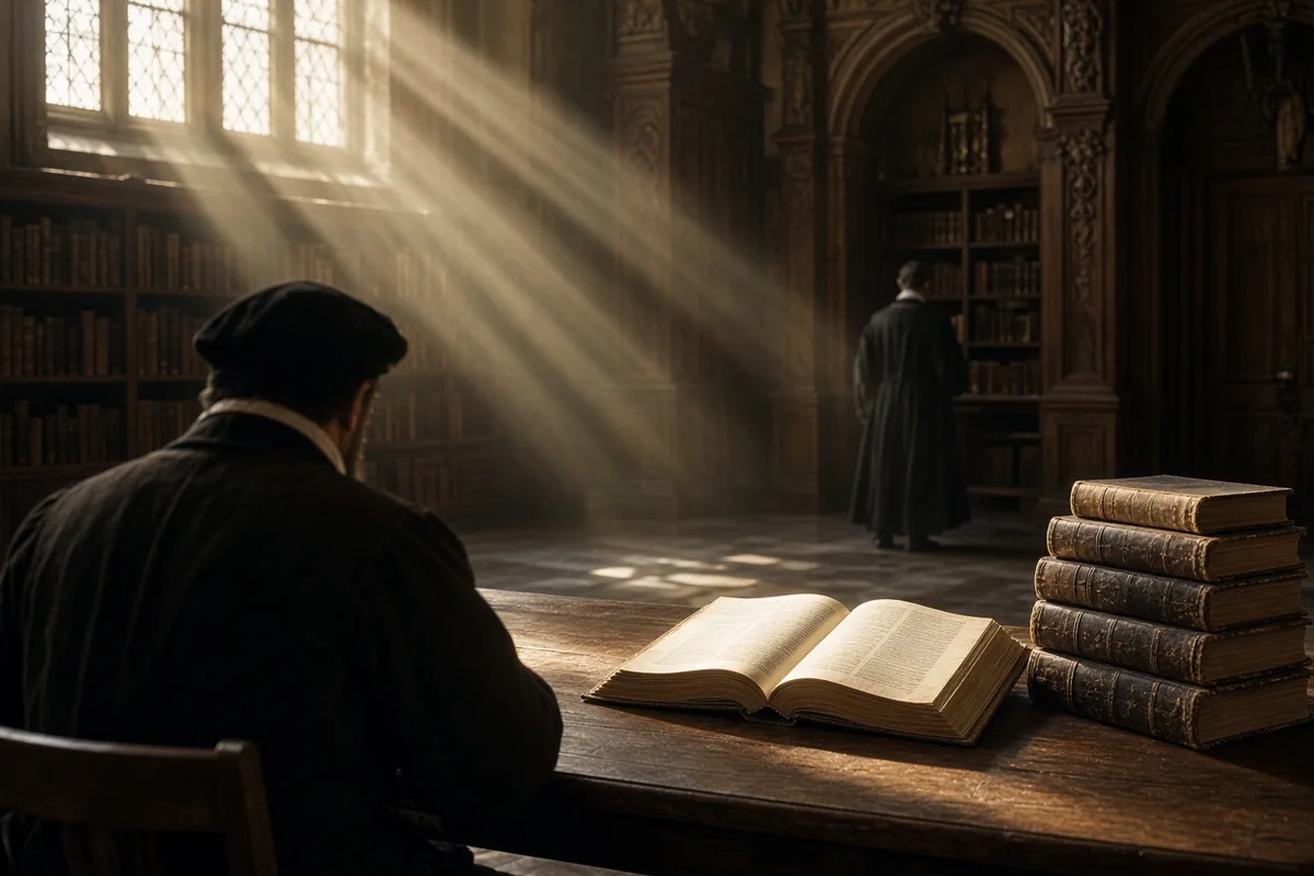 Griffiths consulted commentaries in the Bodleian Library while tracing the historical context of the Bible in 1931.
