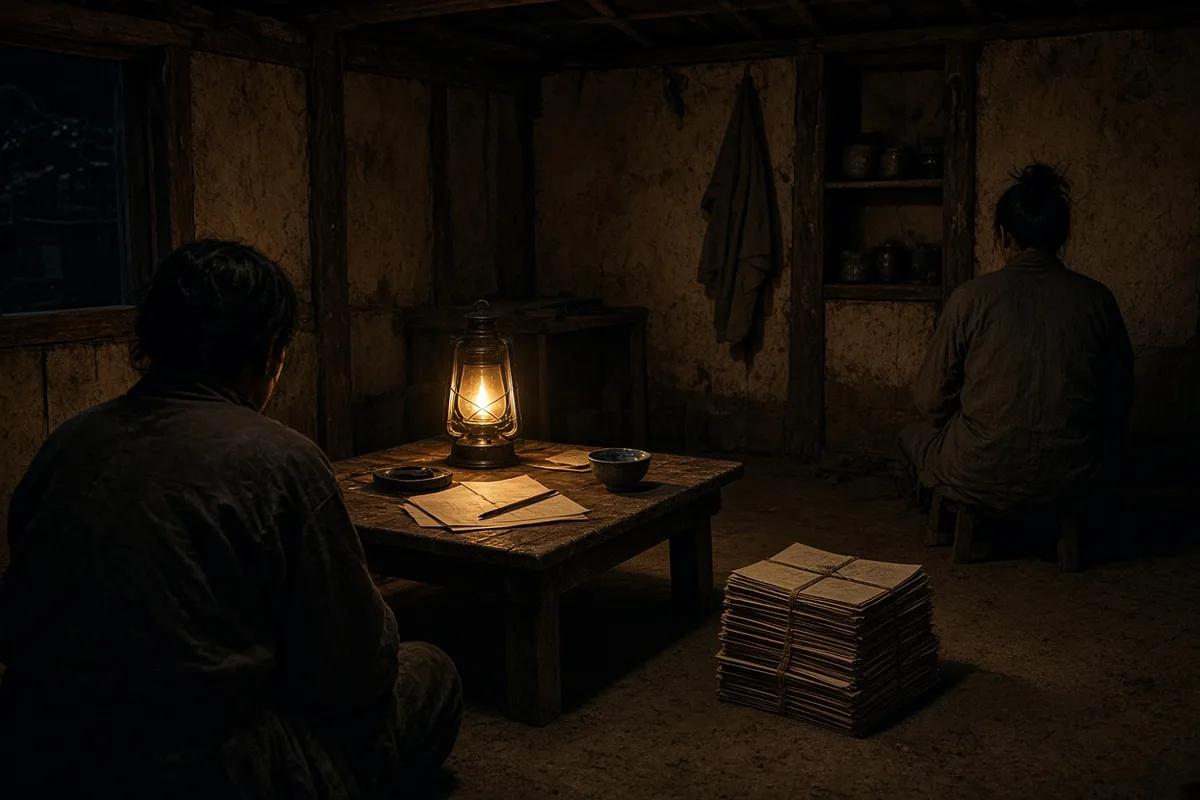 Kagawa lived simply in the tiny hut while studying and writing about the conditions around him.