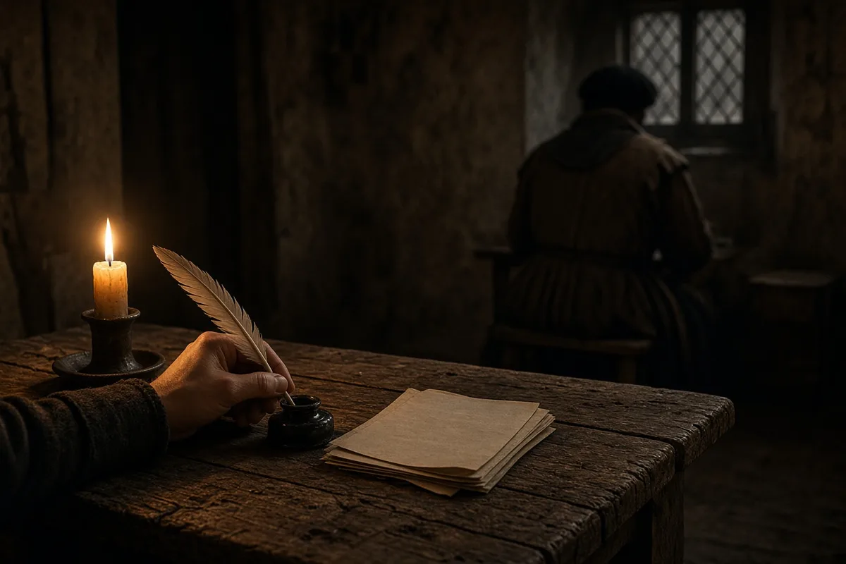 During his confinement he composed the verses of 'The Dark Night of the Soul' on whatever writing materials he could obtain.