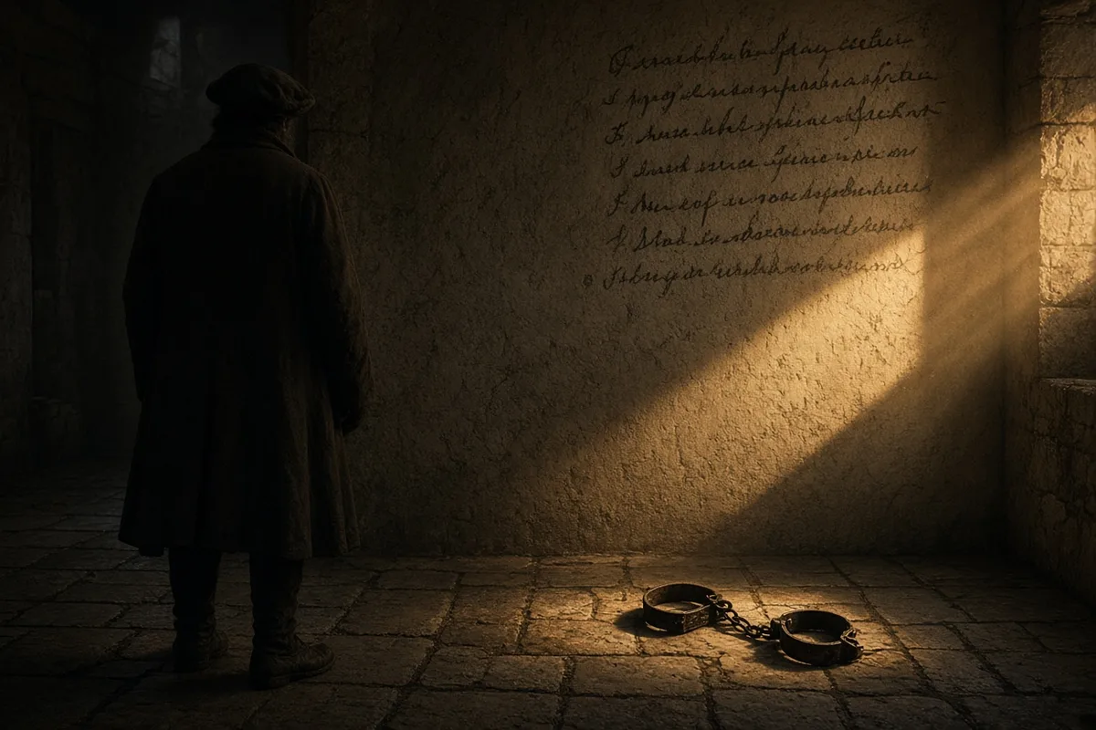 His prison experience directly shaped the imagery of darkness and light in the resulting spiritual literature.