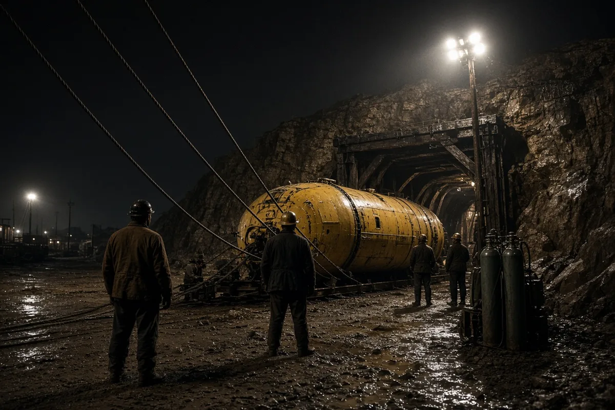 The Fenix rescue capsule was engineered to lift one miner at a time through the narrow shaft.